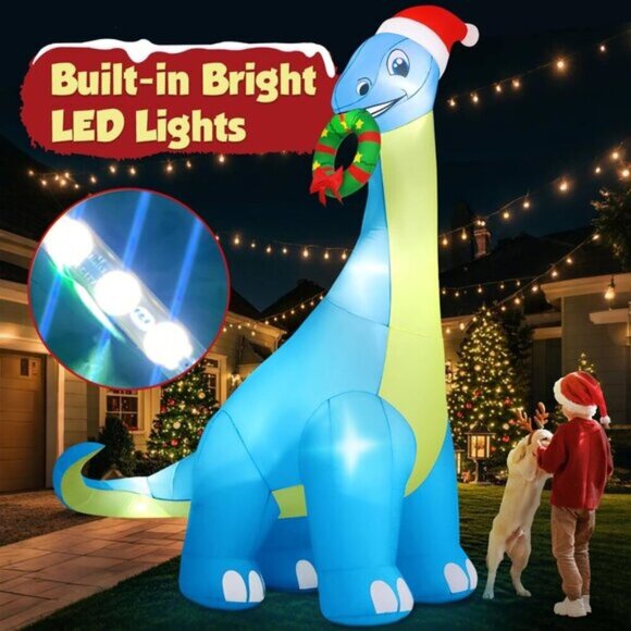 🆕12FT Christmas Inflatable Giant Dinosaur Blow Up Yard Outdoor Decoration - Picture 7 of 9